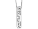 3/4 Carat (ctw VS2-SI1, D-E) Lab-Grown Diamond Stick Pendant Necklace in 14K White Gold with Chain